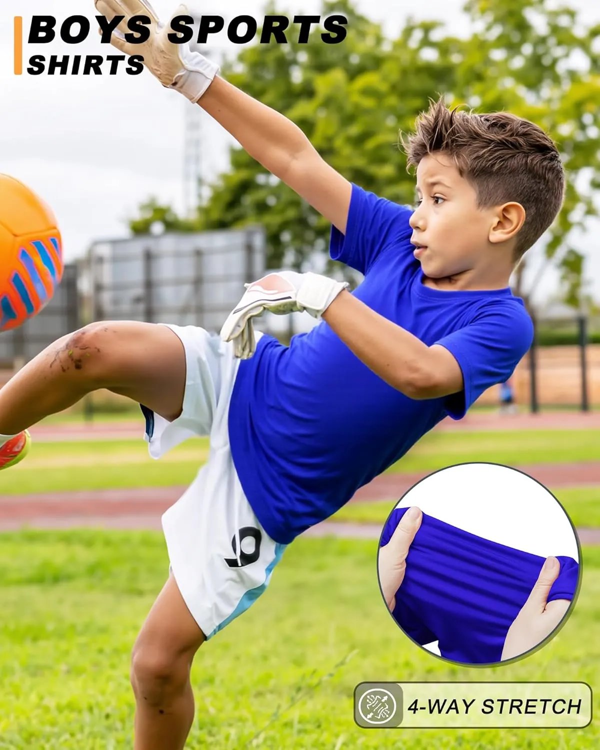 Boys Shirts Athletic Dry Fit Tees Moisture Wicking Quick Dry Short Sleeve T-Shirts Sports Training Outdoor Activewear Tops