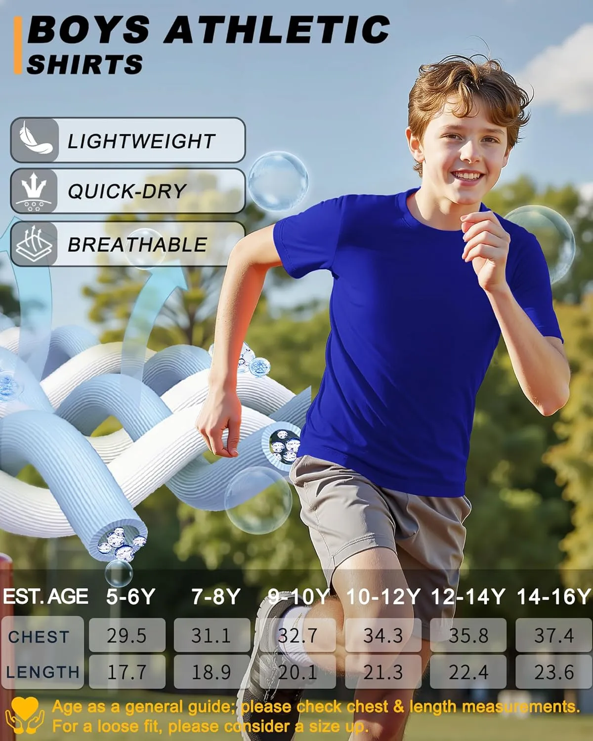 Boys Shirts Athletic Dry Fit Tees Moisture Wicking Quick Dry Short Sleeve T-Shirts Sports Training Outdoor Activewear Tops