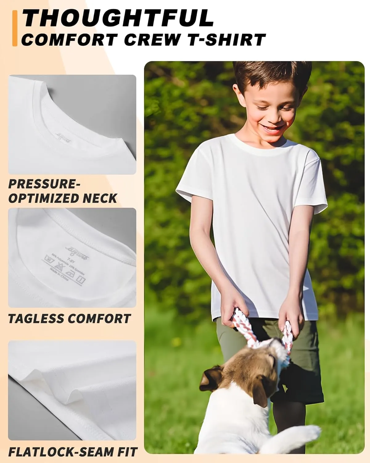 Boys Shirts Athletic Dry Fit Tees Moisture Wicking Quick Dry Short Sleeve T-Shirts Sports Training Outdoor Activewear Tops