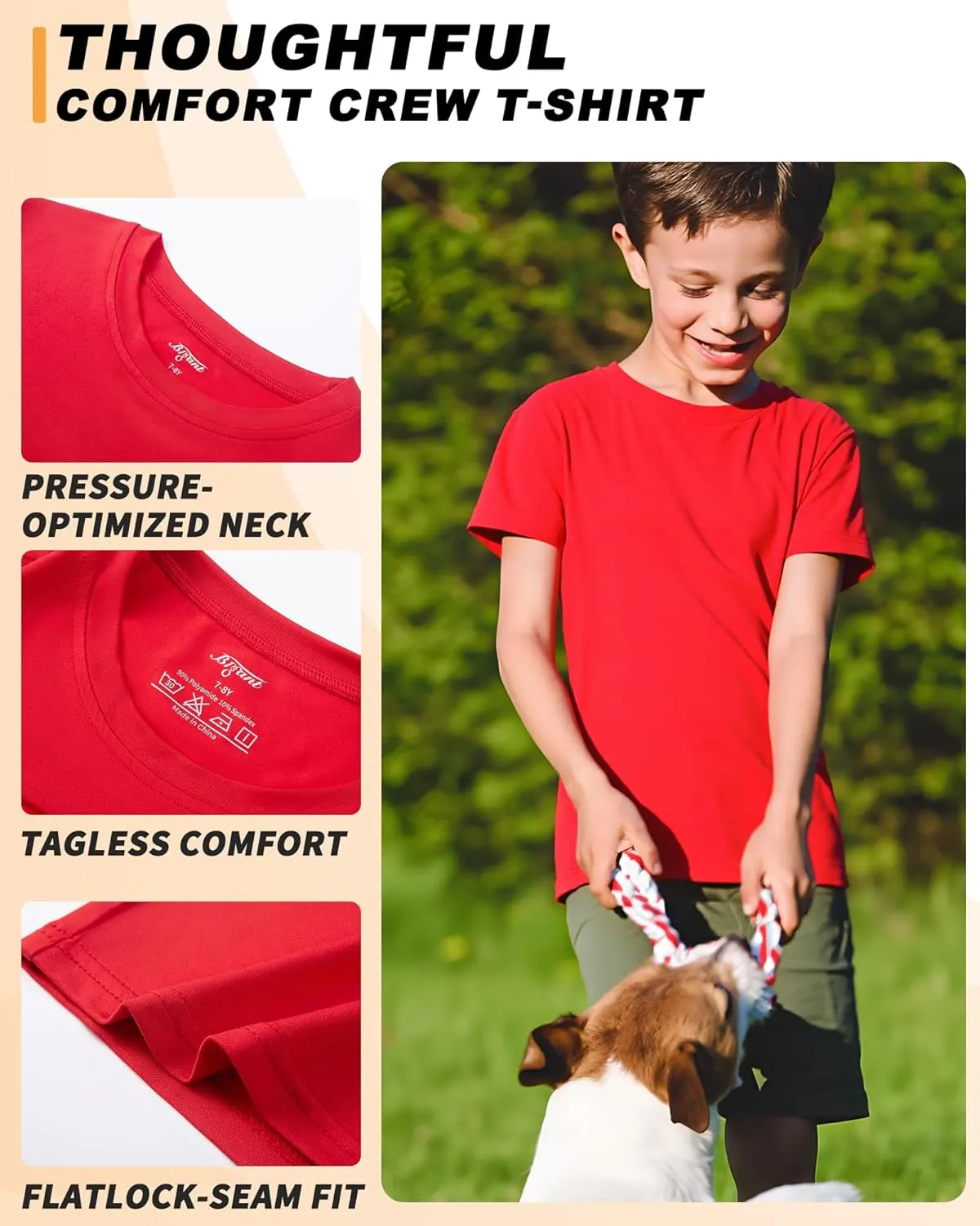 Boys Shirts Athletic Dry Fit Tees Moisture Wicking Quick Dry Short Sleeve T-Shirts Sports Training Outdoor Activewear Tops