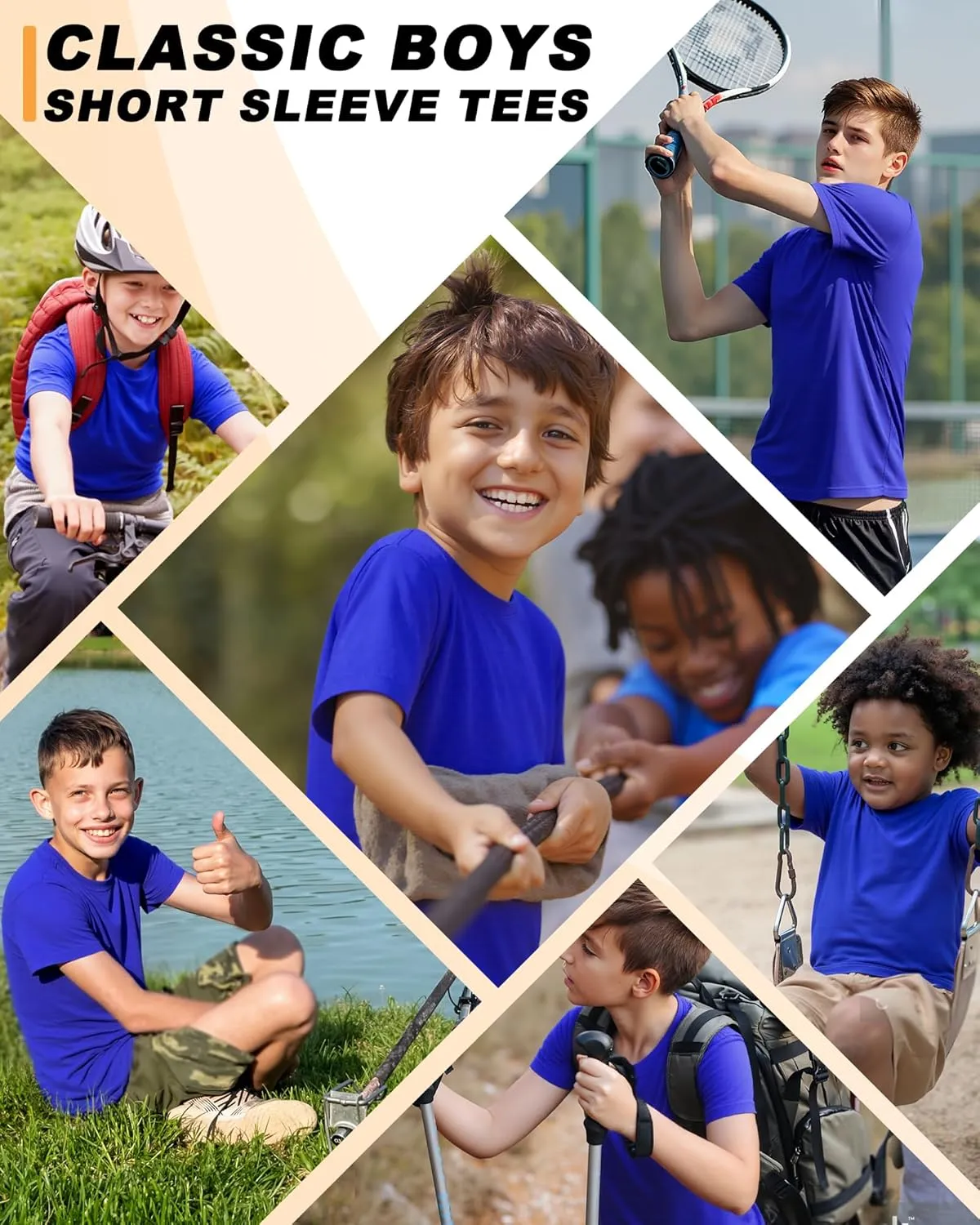 Boys Shirts Athletic Dry Fit Tees Moisture Wicking Quick Dry Short Sleeve T-Shirts Sports Training Outdoor Activewear Tops