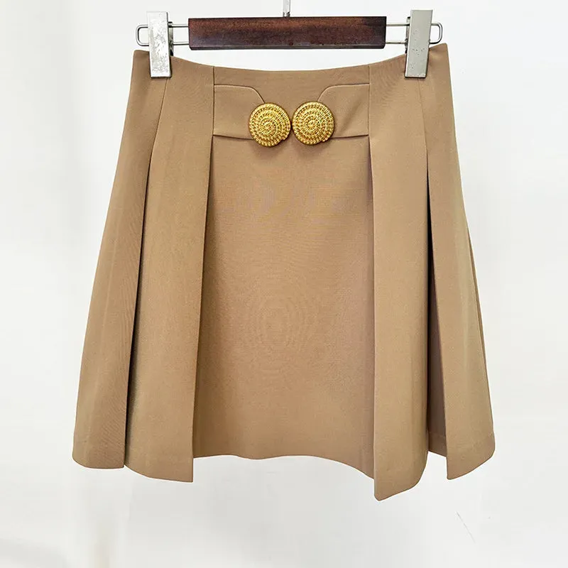 Buckle Buttons Umbrella Skirts Dress