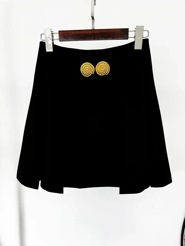 Buckle Buttons Umbrella Skirts Dress
