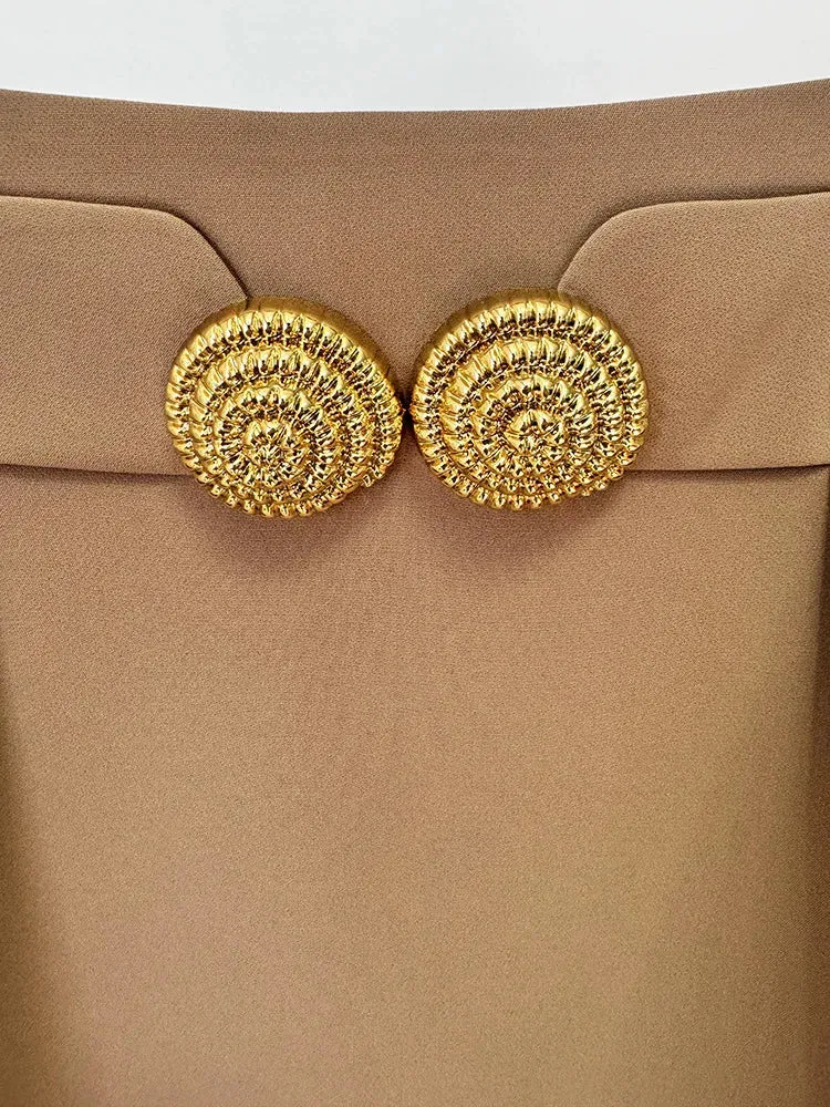 Buckle Buttons Umbrella Skirts Dress