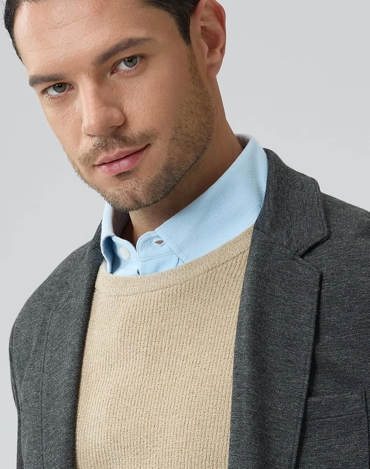 Casual Blazer for Men Stretch Sport Coat Knit Suit Jacket Notch Lapel Two Buttons with Pockets