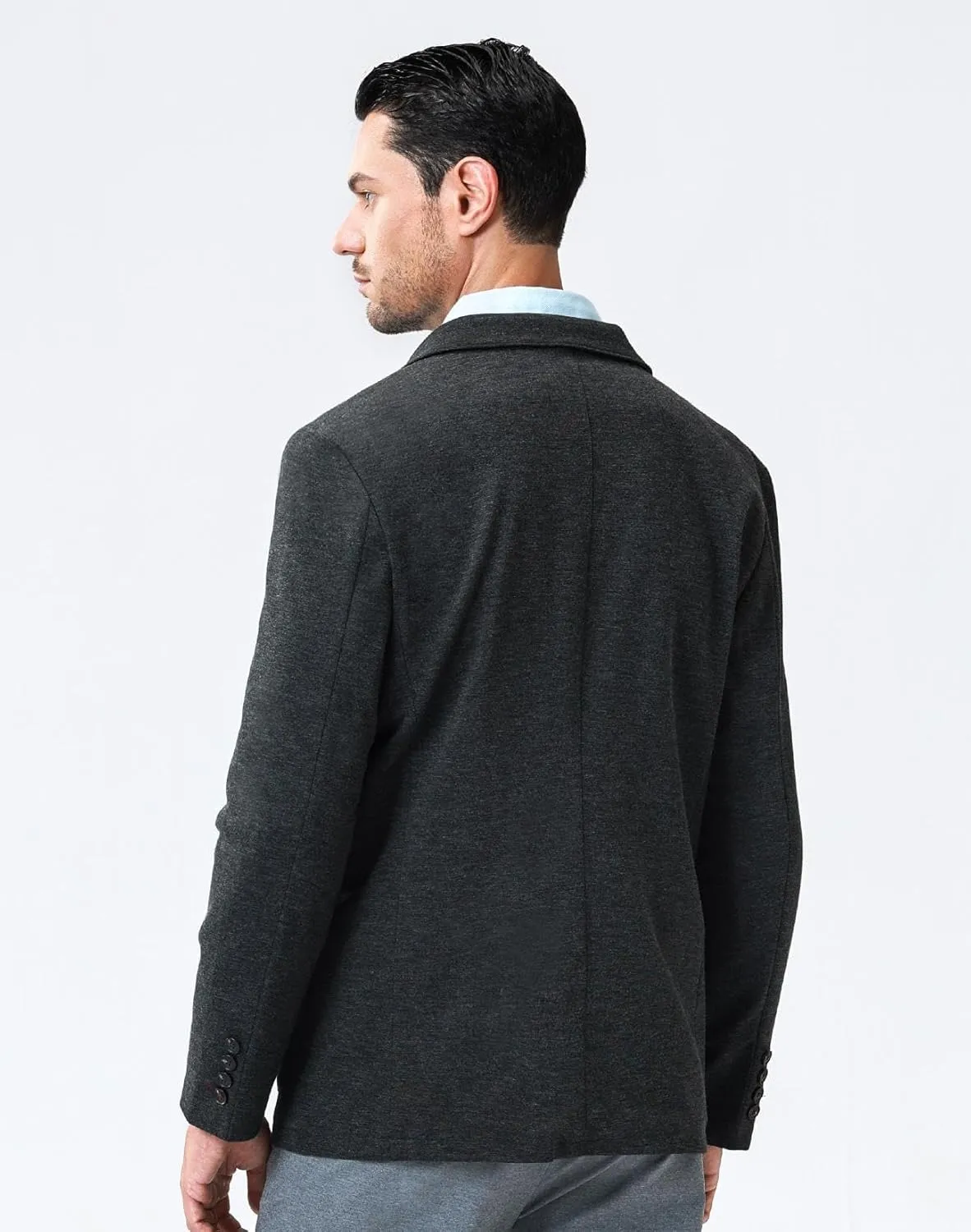 Casual Blazer for Men Stretch Sport Coat Knit Suit Jacket Notch Lapel Two Buttons with Pockets