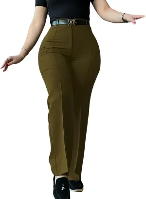 CHICME Work Pants for Women High Waist Straight Leg Work Pants Business Casual Trousers
