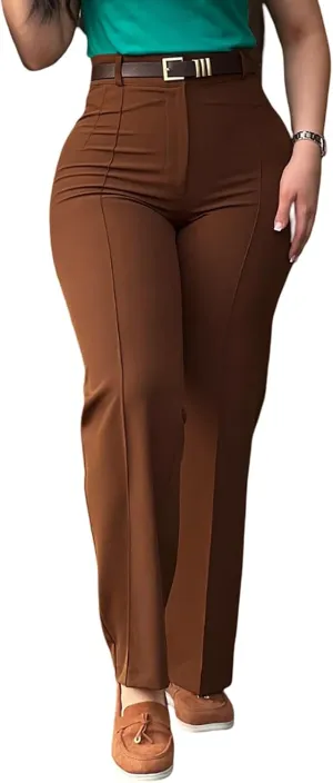 CHICME Work Pants for Women High Waist Straight Leg Work Pants Business Casual Trousers