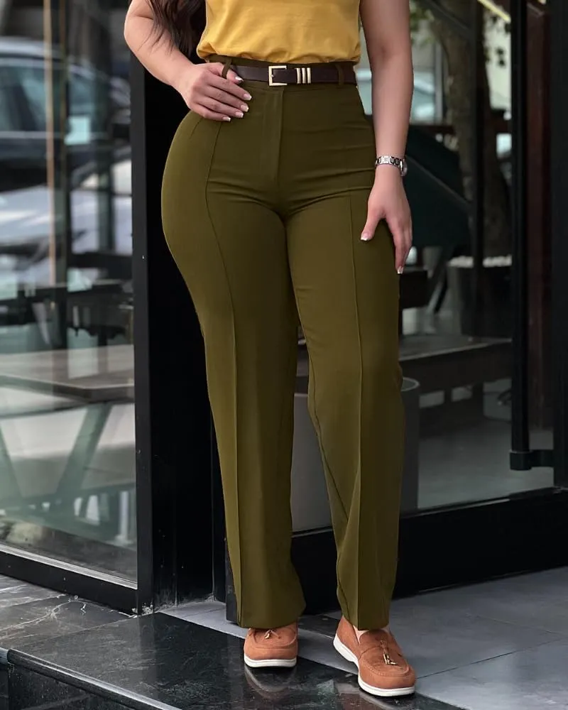 CHICME Work Pants for Women High Waist Straight Leg Work Pants Business Casual Trousers