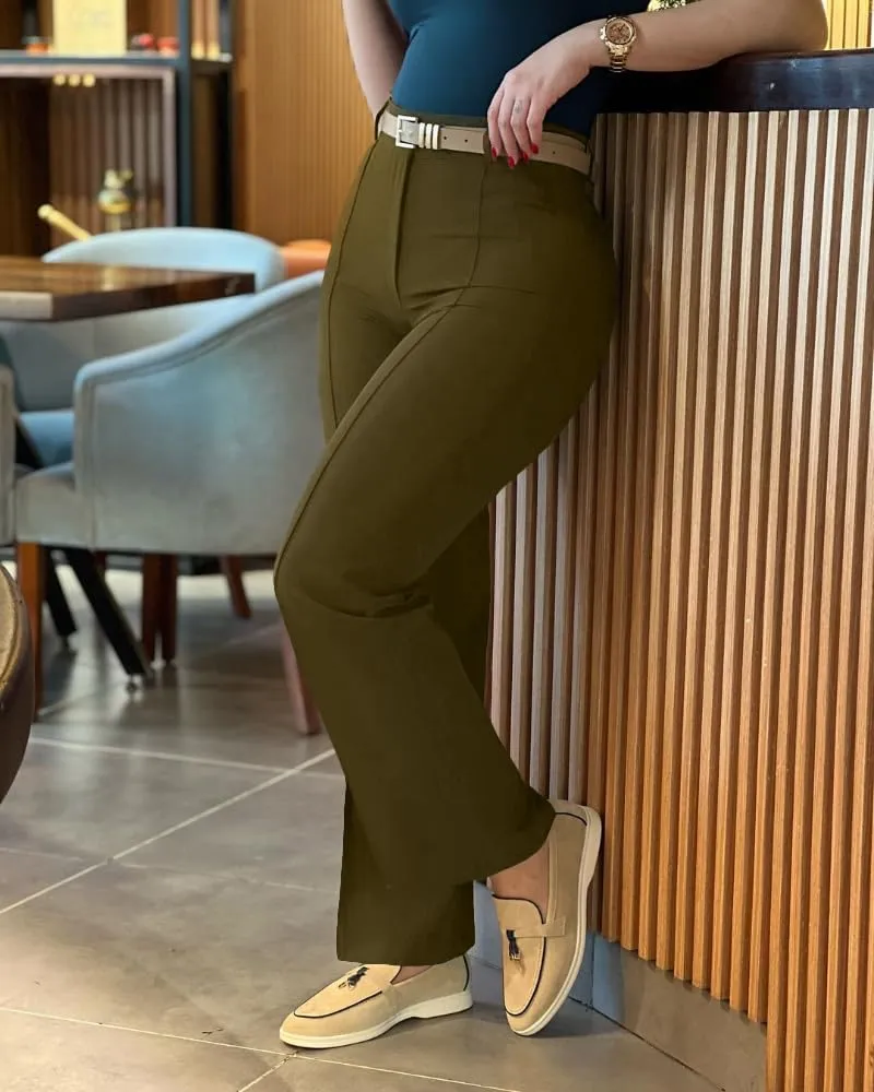 CHICME Work Pants for Women High Waist Straight Leg Work Pants Business Casual Trousers