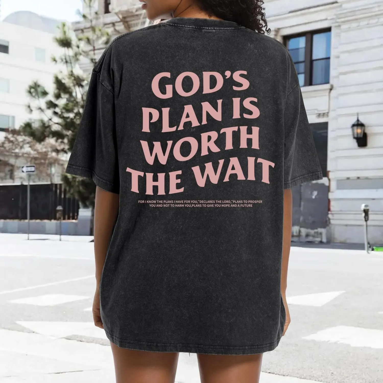 Christian Oversized Shirts for Women God Graphic Tees Shirts Bible Verse Jesus Shirt Religious Acid Wash Tshirts