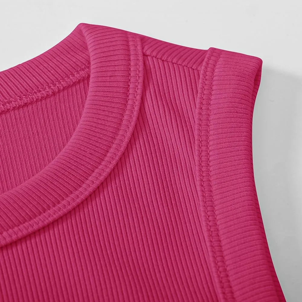 Chulianyouhuo Women's Ribbed Knit Tank Tops Crewneck Sleeveless Slim Fitted Shirts Summer Casual Basic Tanks Tee Shirts