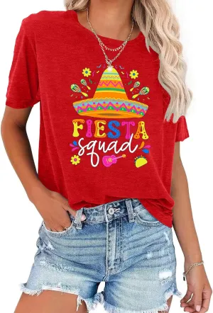 Cinco De Mayo Shirts Women: Mexican Fiesta Squad T-Shirts 5 De Mayo Shirt Mexican Fiesta Tee Tops
