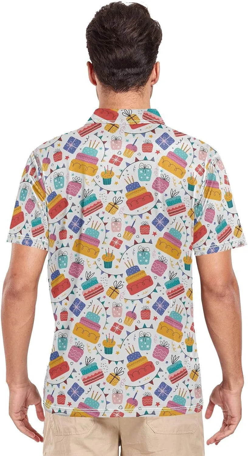 Circus Penguin Men's Polo Shirts Short Sleeve Quick Dry Athletic Outdoor Sports Golf Shirts S-XXL