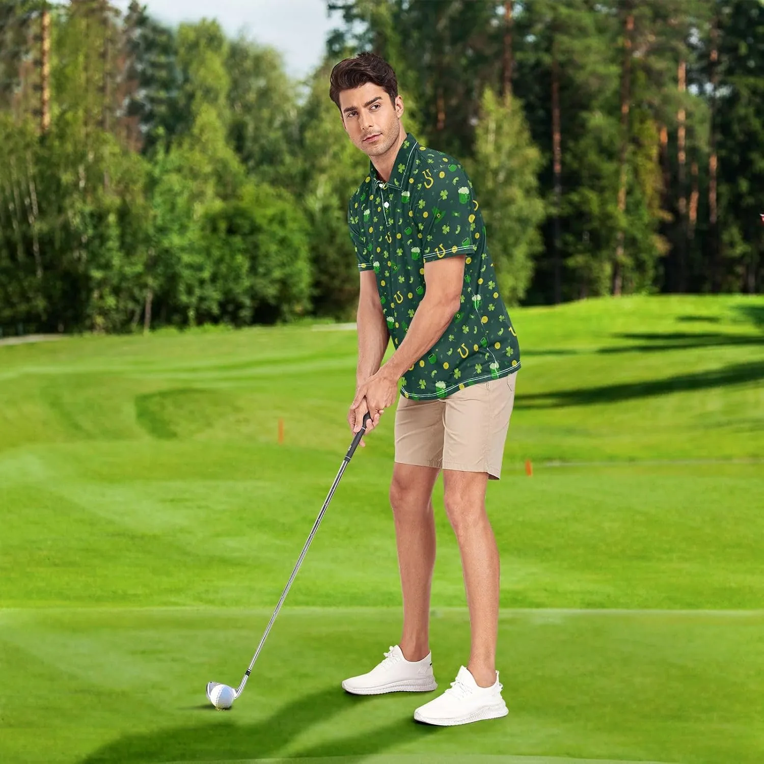 Circus Penguin Men's Polo Shirts Short Sleeve Quick Dry Athletic Outdoor Sports Golf Shirts S-XXL