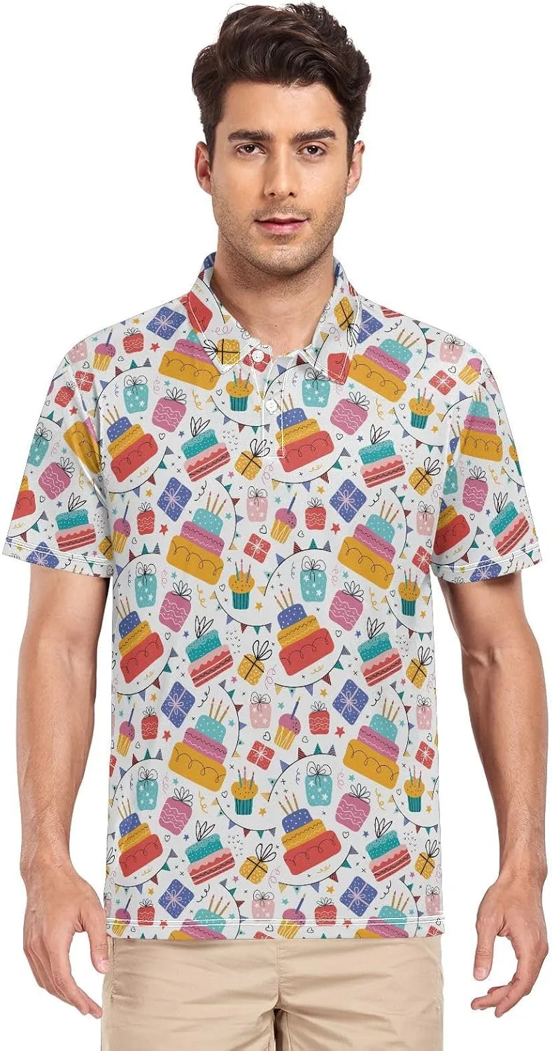 Circus Penguin Men's Polo Shirts Short Sleeve Quick Dry Athletic Outdoor Sports Golf Shirts S-XXL