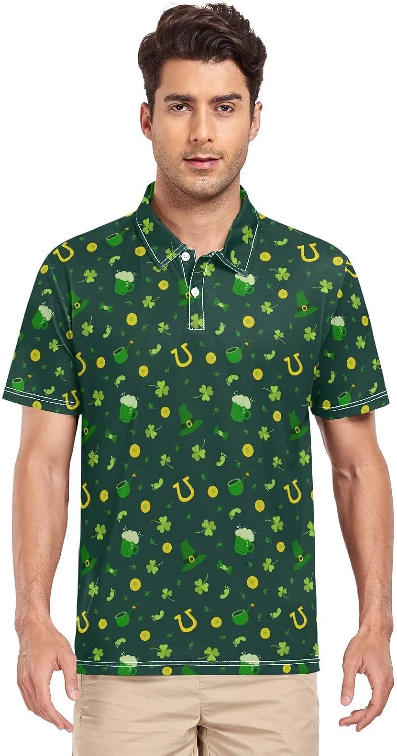 Circus Penguin Men's Polo Shirts Short Sleeve Quick Dry Athletic Outdoor Sports Golf Shirts S-XXL