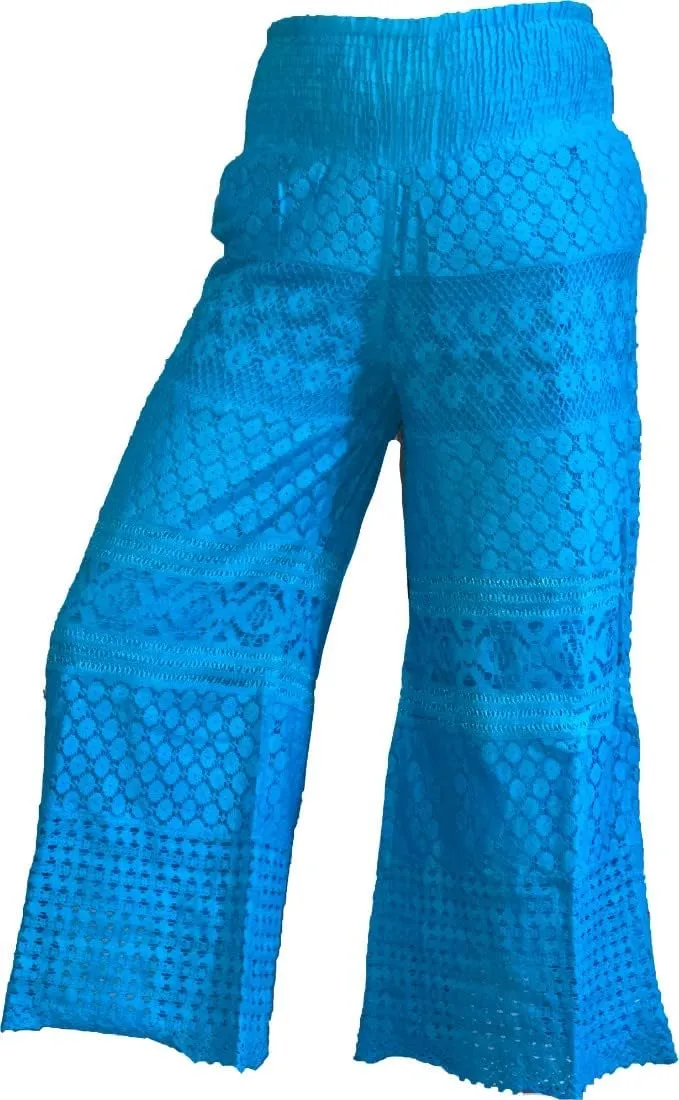Comfy NYC Smocked High Waist Taper Leg Linen Blend Loose Fit Summer Harem Boho Beach Pants Trouser Cotton, Shirts, 2025 Summer, Loose Fit,Flowy, Blouse, Wear with Leggings - Teal