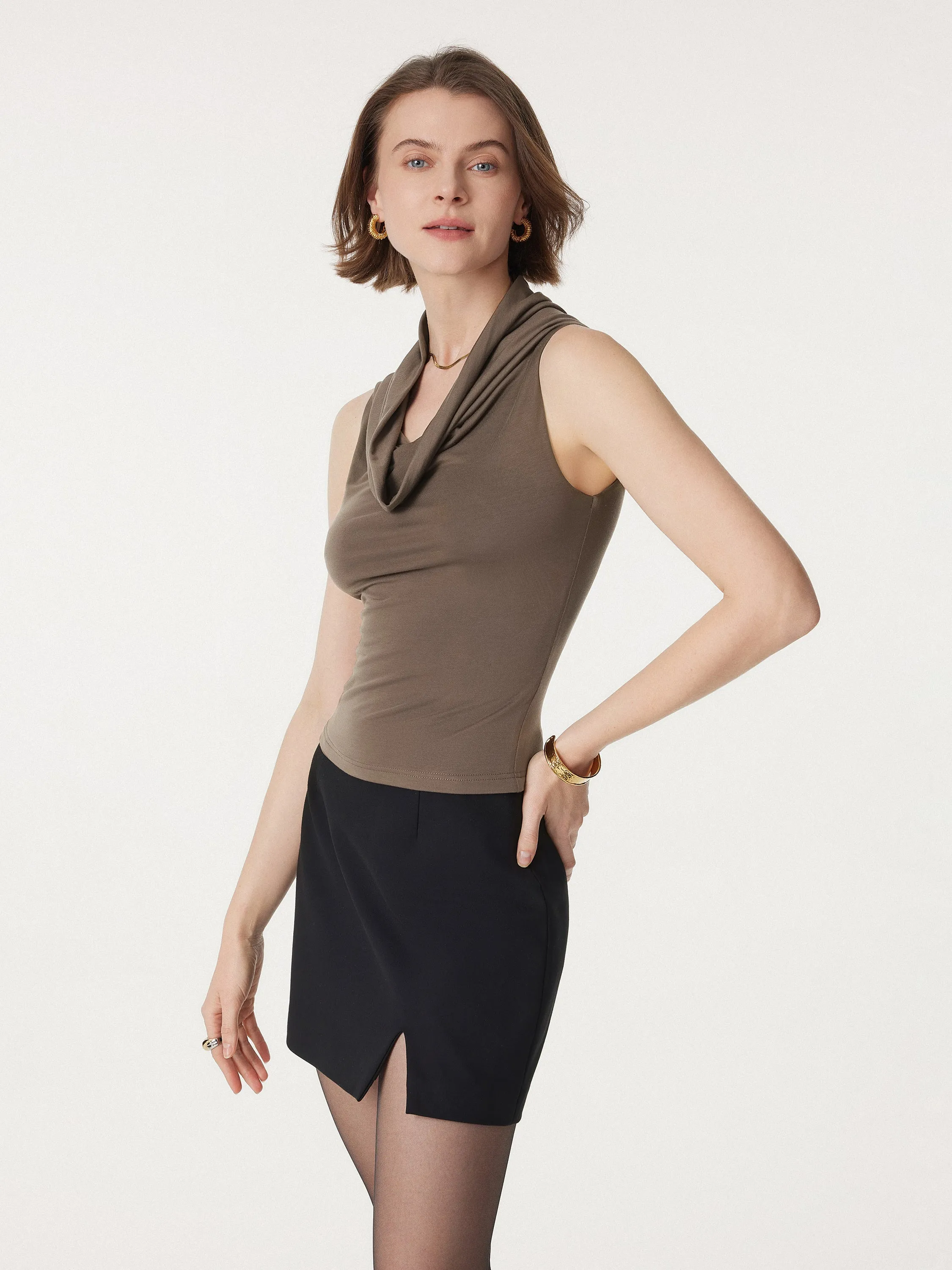 Convertible Non-sheer Off-shoulder Sculpt Tank