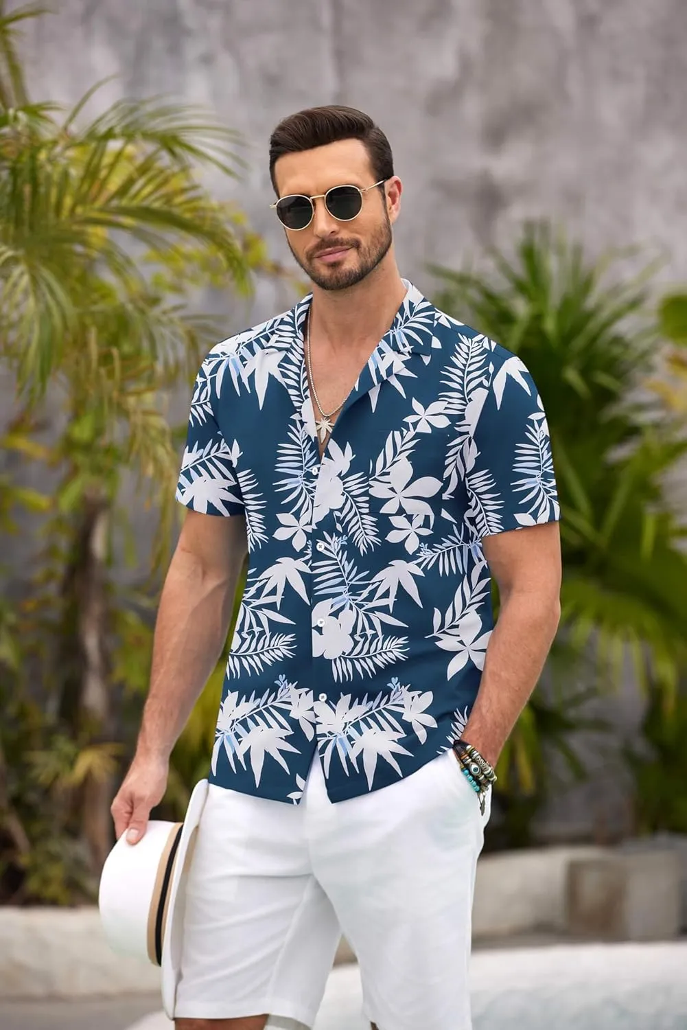 COOFANDY Mens Hawaiian Shirt Short Sleeve Floral Button Down Shirts Tropical Summer Beach Shirts Camp Collar Shirt
