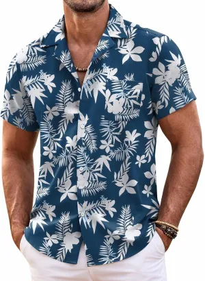 COOFANDY Mens Hawaiian Shirt Short Sleeve Floral Button Down Shirts Tropical Summer Beach Shirts Camp Collar Shirt