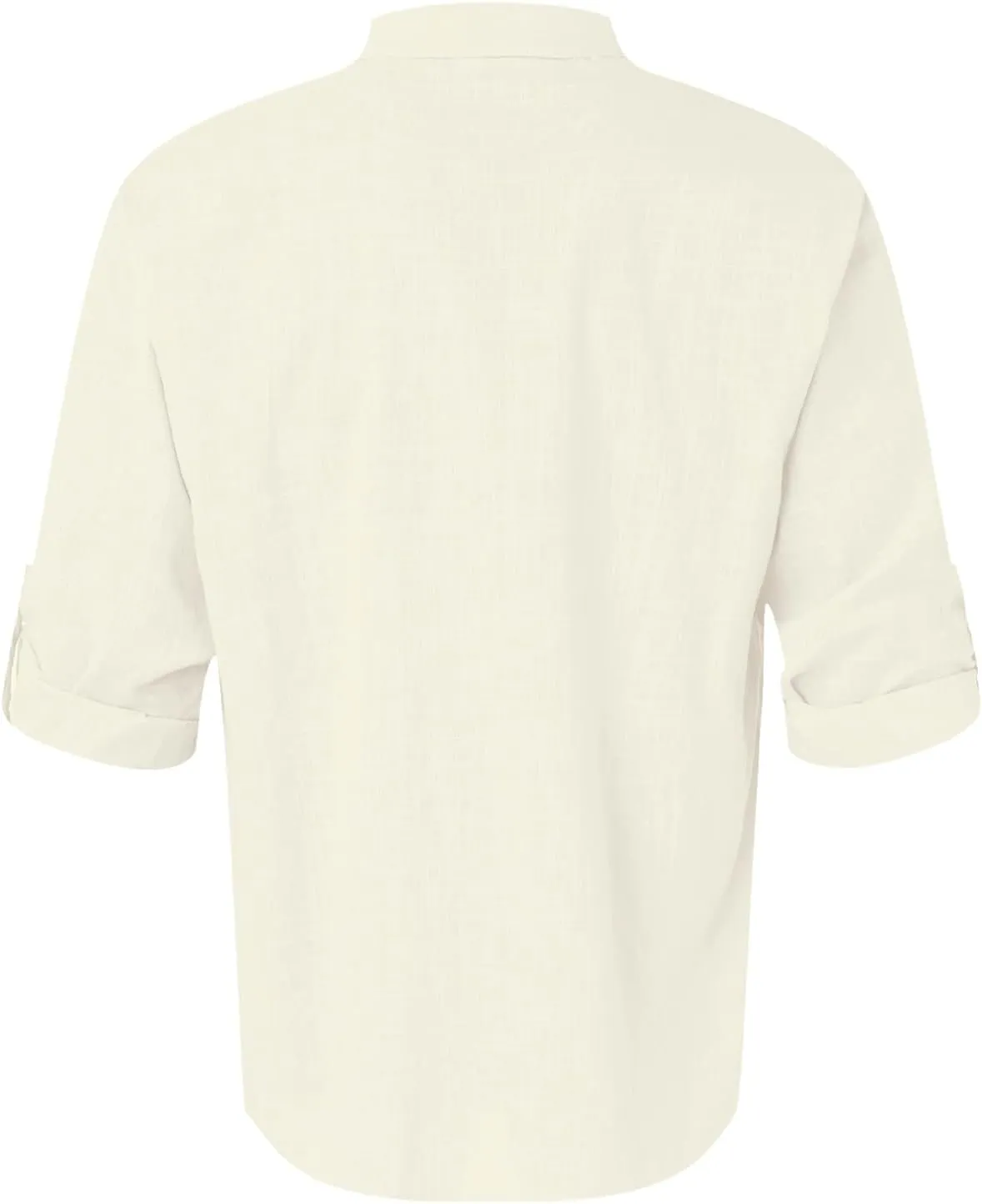 Cotton Linen Shirts for Men Lightweight Solid Color Button Down Long Sleeve Henley Shirts Casual Beach Hippie Tshirt