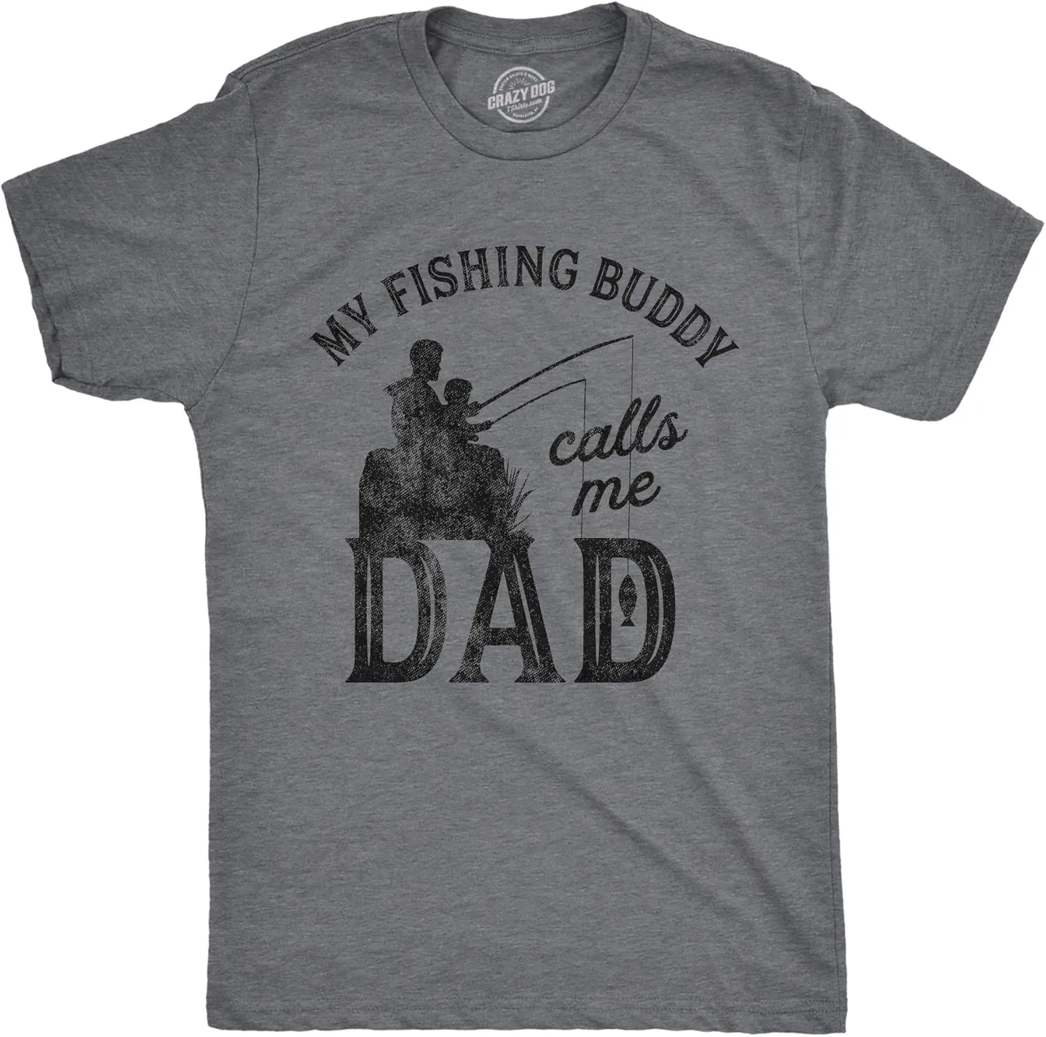 Crazy Dog Dad Fishing Shirts Funny Father's Day Reel Cool Dad Papa Grandpa Tees