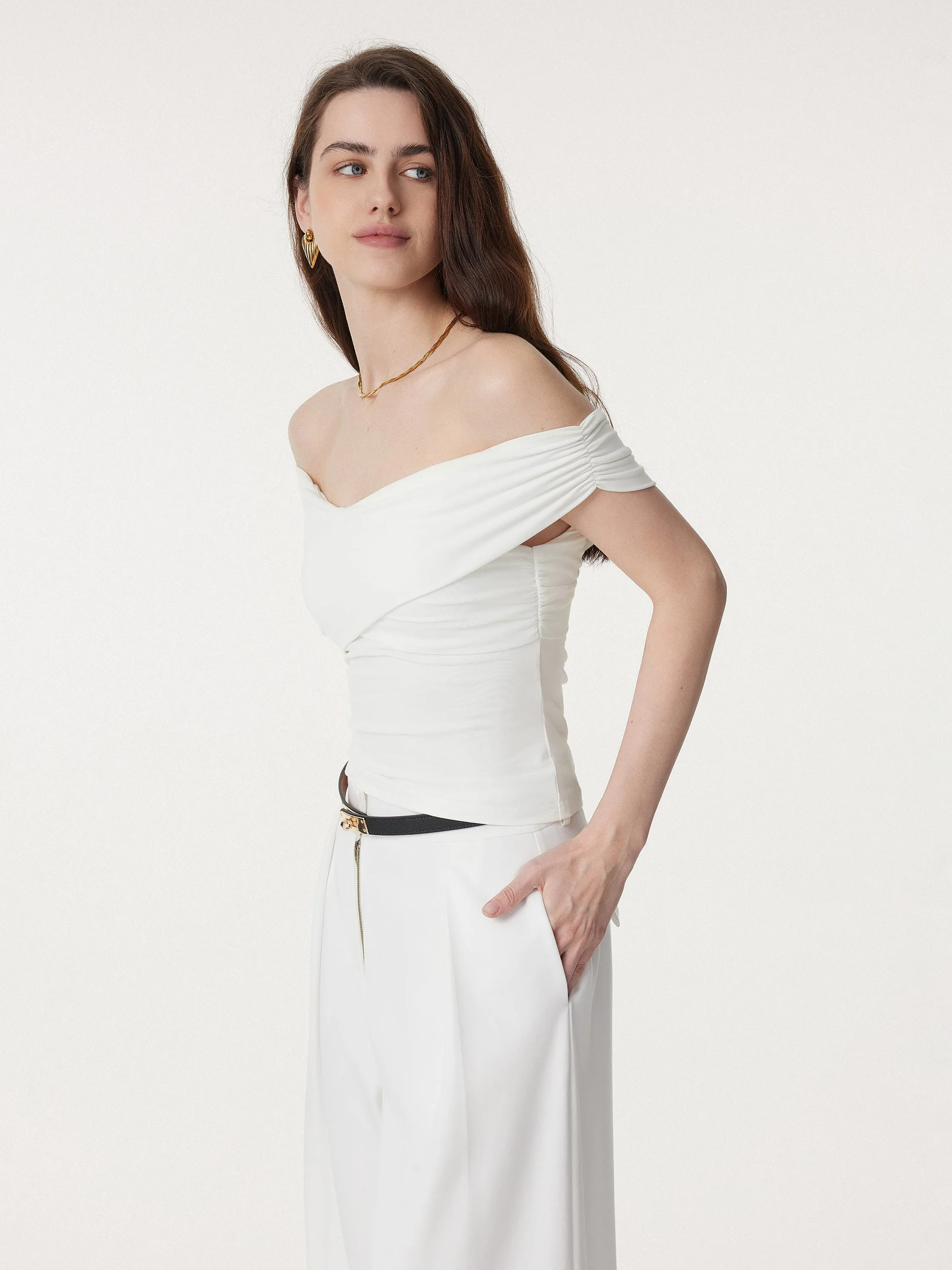 Criss Cross Off Shoulder New Airy Brami Top