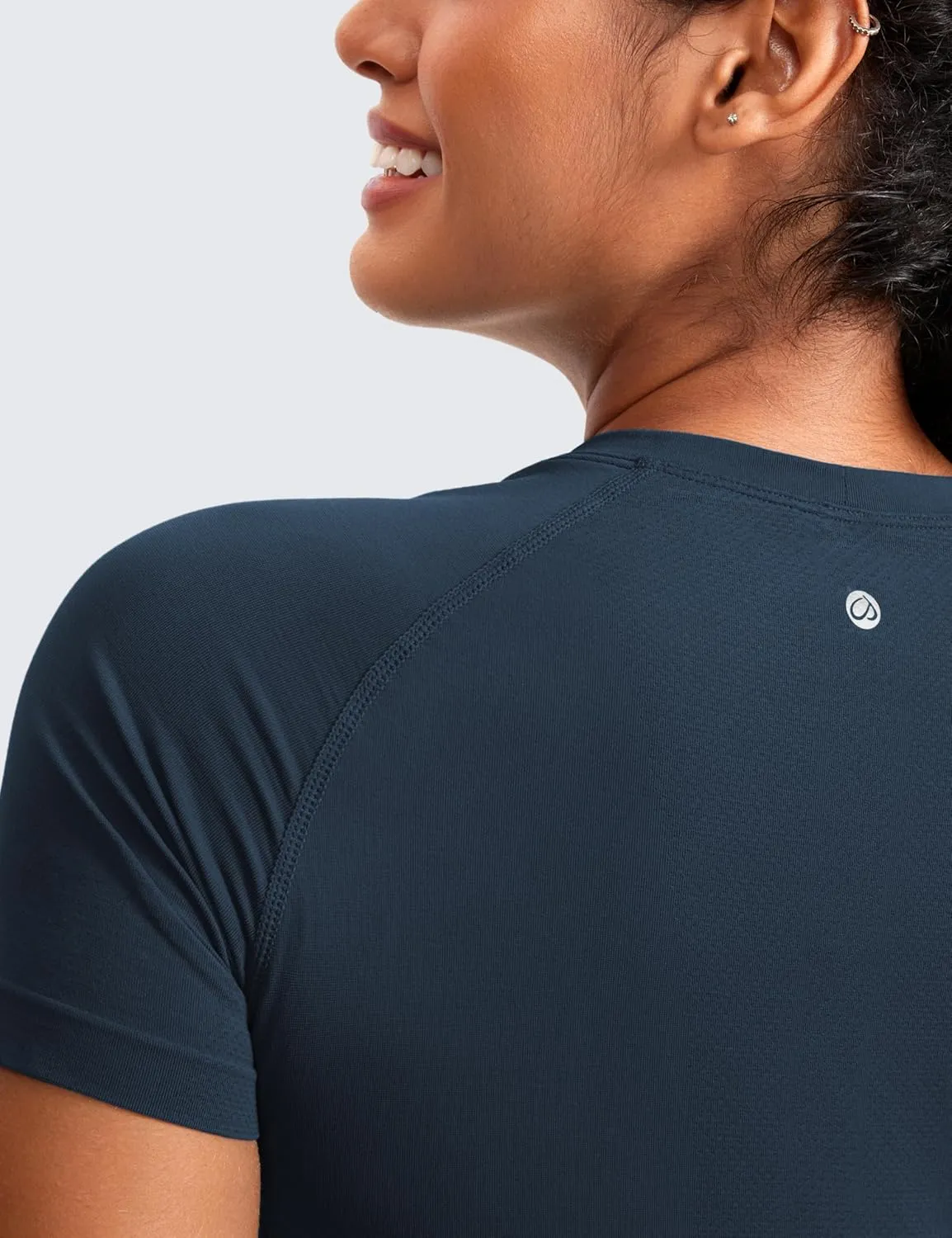 CRZ YOGA Seamless Short Sleeve Shirts for Women Breathable Running Workout Tops Athletic Gym Yoga Basic T-Shirts