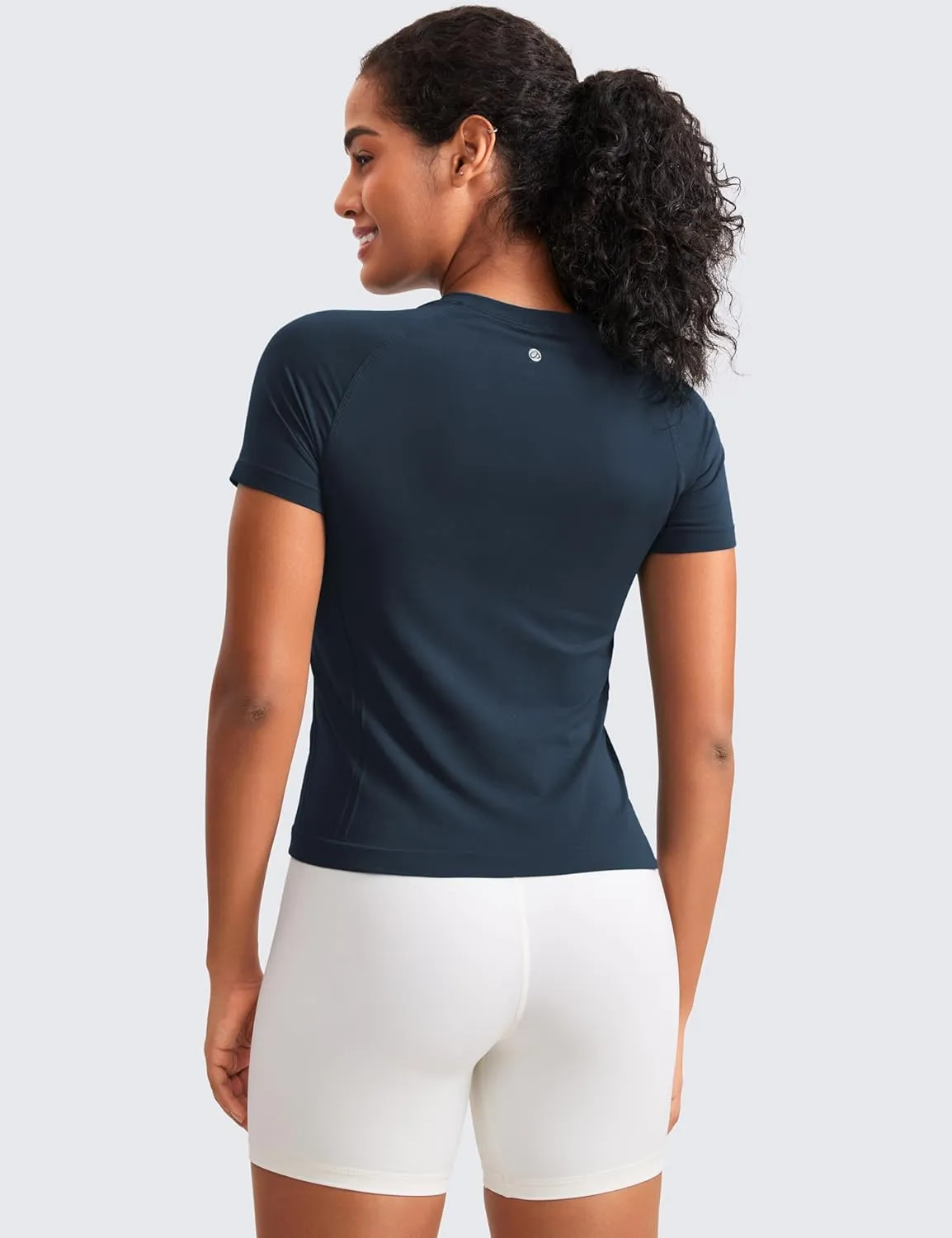 CRZ YOGA Seamless Short Sleeve Shirts for Women Breathable Running Workout Tops Athletic Gym Yoga Basic T-Shirts