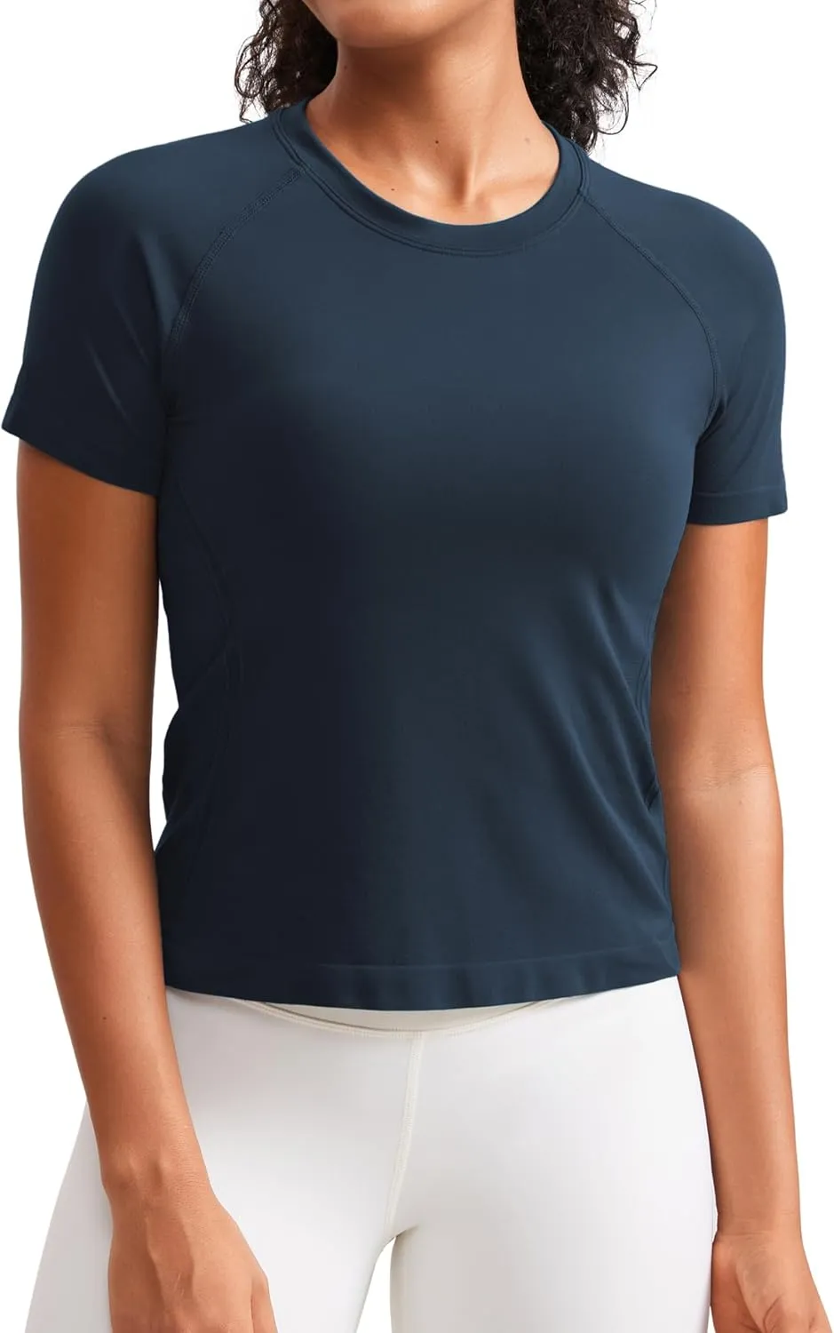 CRZ YOGA Seamless Short Sleeve Shirts for Women Breathable Running Workout Tops Athletic Gym Yoga Basic T-Shirts