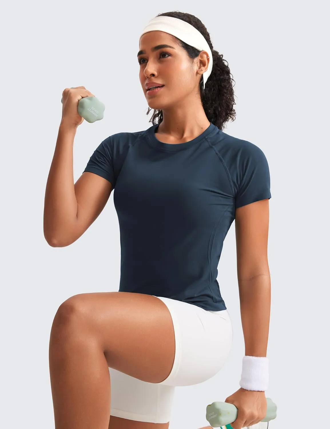 CRZ YOGA Seamless Short Sleeve Shirts for Women Breathable Running Workout Tops Athletic Gym Yoga Basic T-Shirts