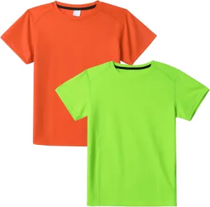 DANI CHINS Boys Athletic Short-Sleeve Shirts Loose Mesh Active Tee-Shirts Sports Jerseys Tops As Clothing, 2 Pack