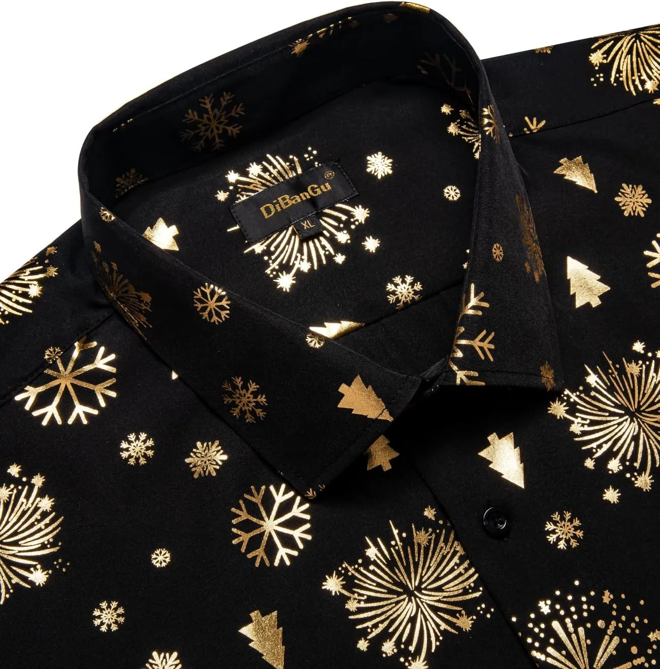 DiBanGu Christmas Shirts for Men Holiday Button Down Snowflake Dress Shirts Xmas Festival Long Sleeve Shirt for Vacation