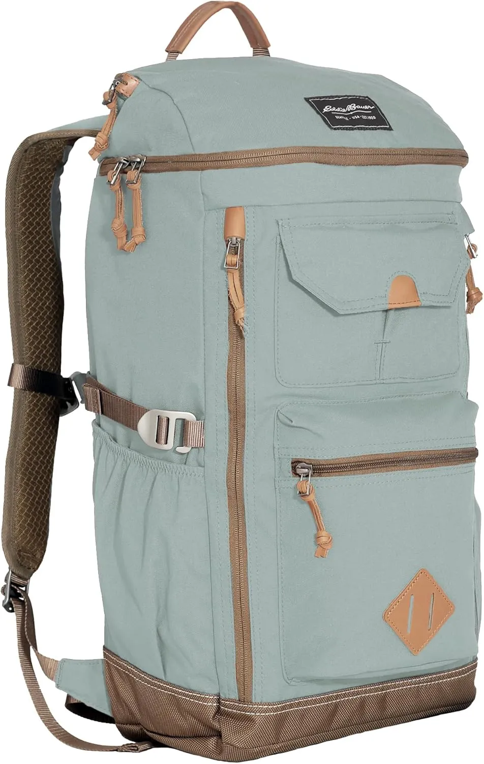 Eddie Bauer Bygone Backpack with Exterior Pockets and Laptop Compatible Sleeve, Light Heather Grey, 30L