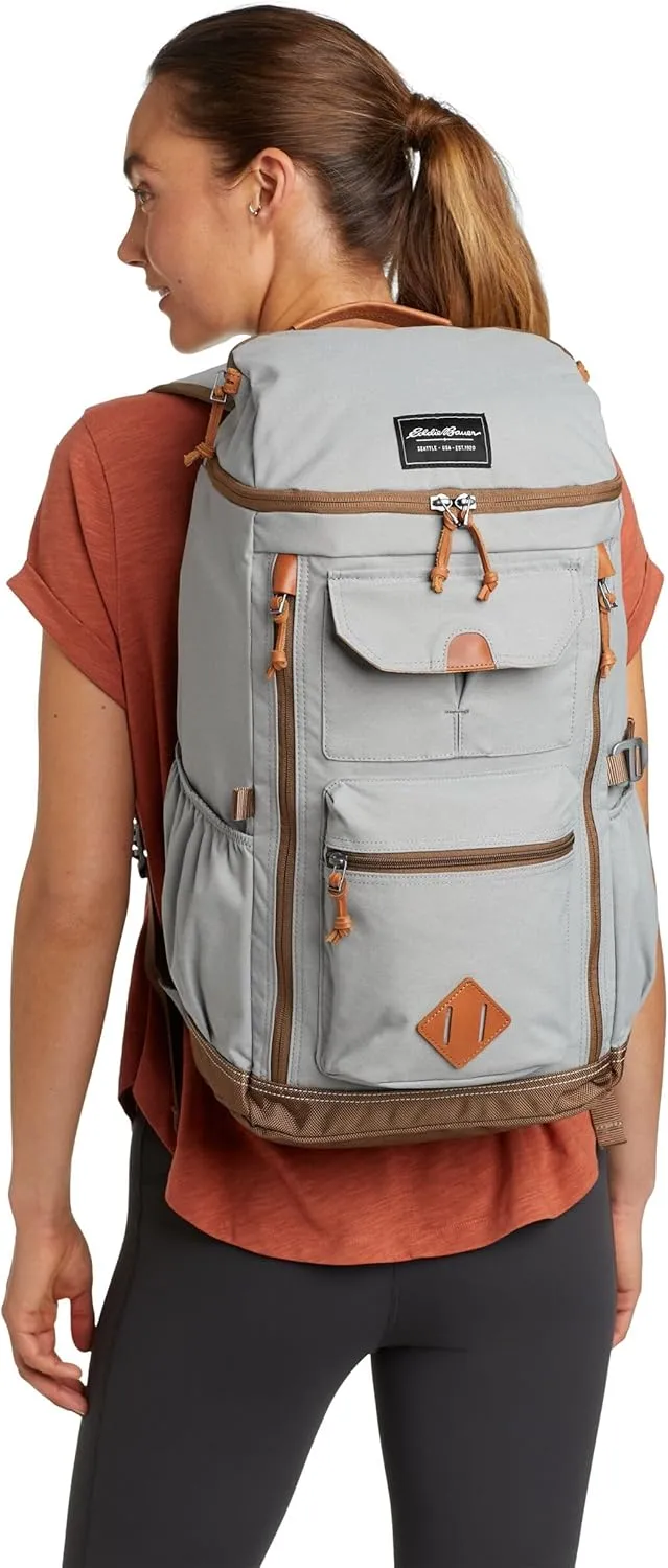 Eddie Bauer Bygone Backpack with Exterior Pockets and Laptop Compatible Sleeve, Terracotta, 30L