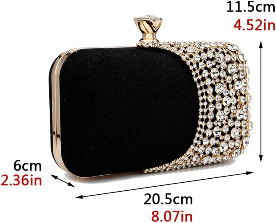 Elegant Rhinestone Evening Bag for Women, Sparkly Clutch Purse for Party Wedding Dinner