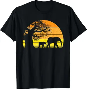 Elephant Safari Vintage Sunset Baobab Africa Flag T-Shirt