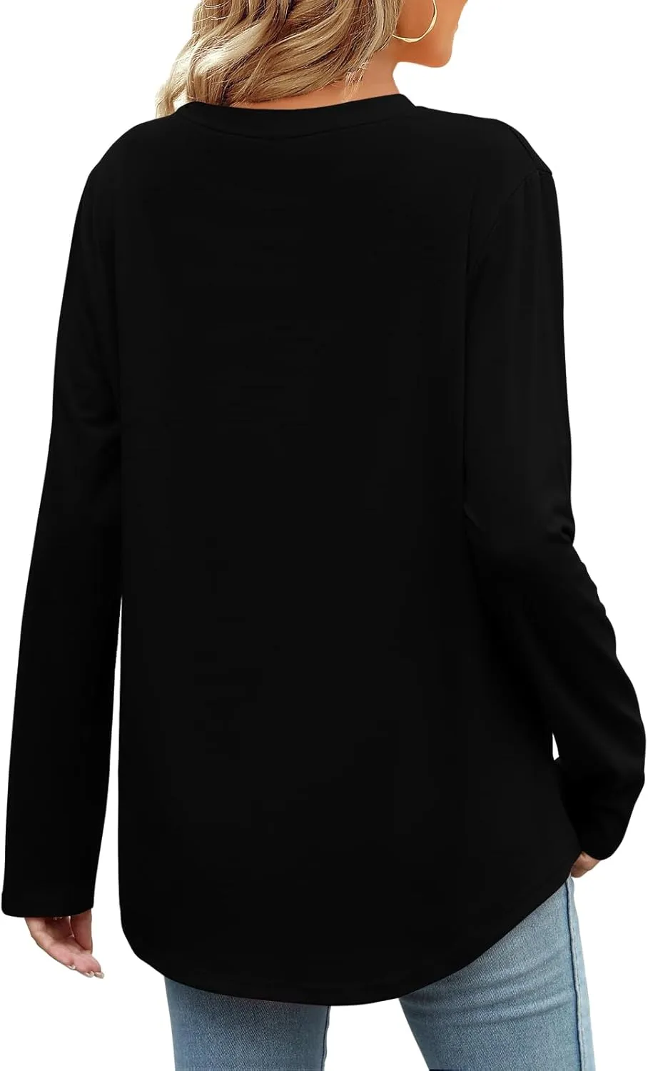 Elesomo Womens Shirts Casual Crew Neck Short/Long Sleeve Tunic Tops Tees