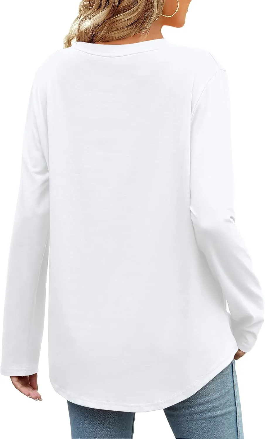 Elesomo Womens Shirts Casual Crew Neck Short/Long Sleeve Tunic Tops Tees