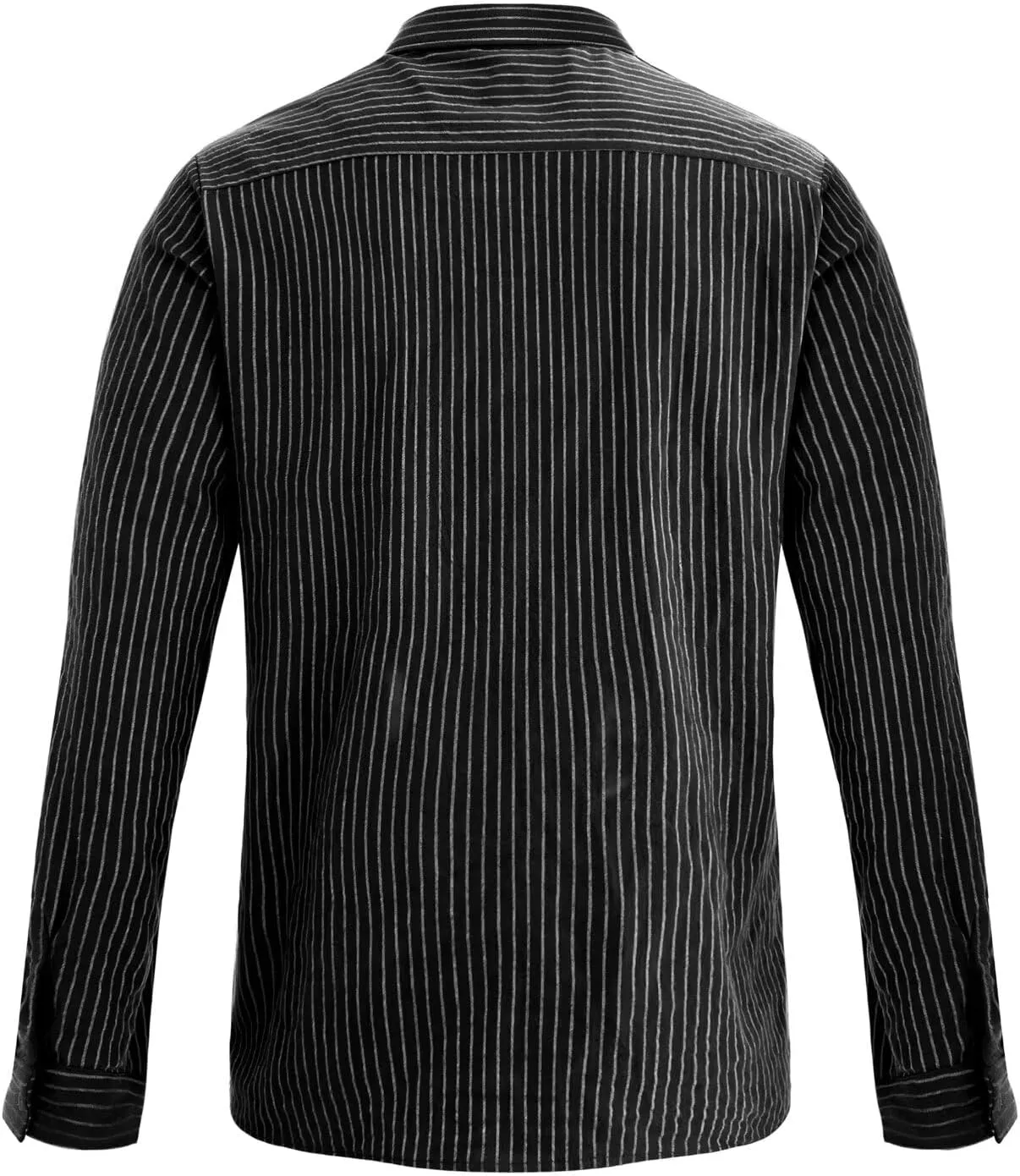 elselect Men's Button-Down Striped Shirts Casual Long Sleeve Cotton Linen Shirts for Men Collared Fashion Business Shirt