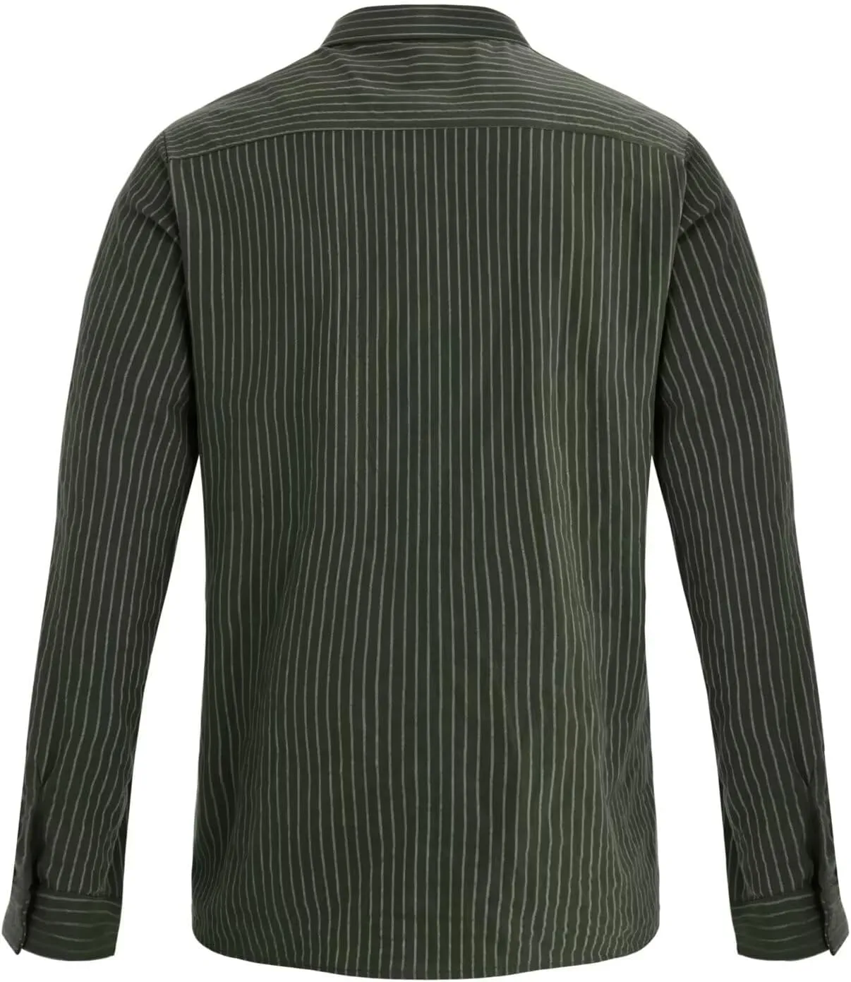 elselect Men's Button-Down Striped Shirts Casual Long Sleeve Cotton Linen Shirts for Men Collared Fashion Business Shirt