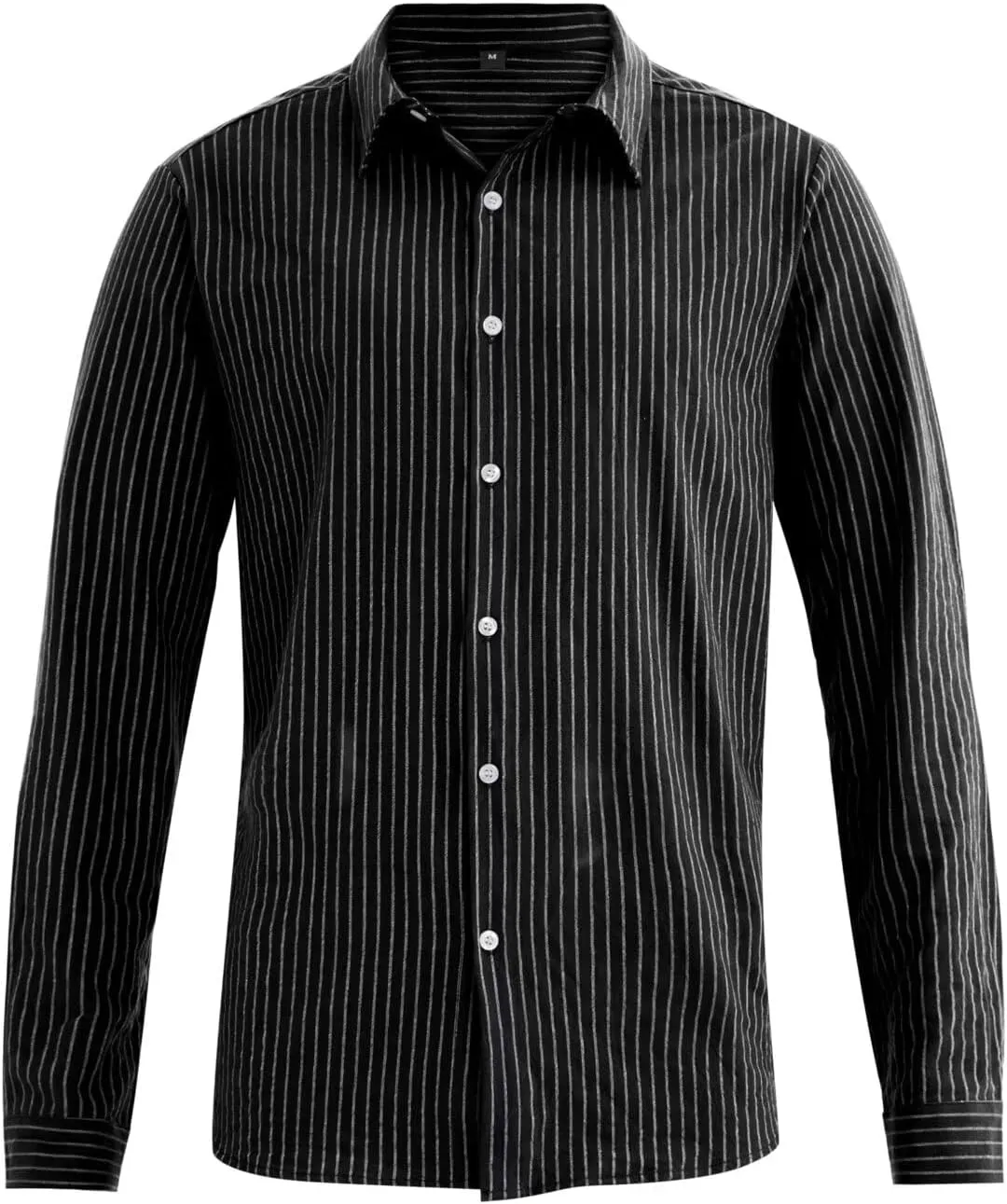 elselect Men's Button-Down Striped Shirts Casual Long Sleeve Cotton Linen Shirts for Men Collared Fashion Business Shirt