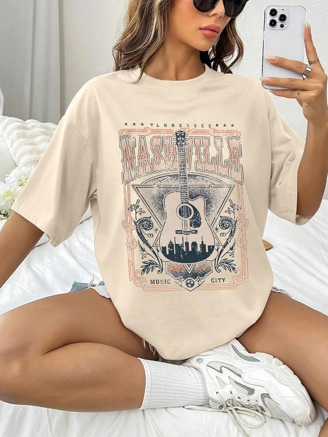 Fenxxxl Womens Round Neck Oversized Tshirts Loose Casual Summer Shirts Junior Tops Boyfriend Graphic Tees