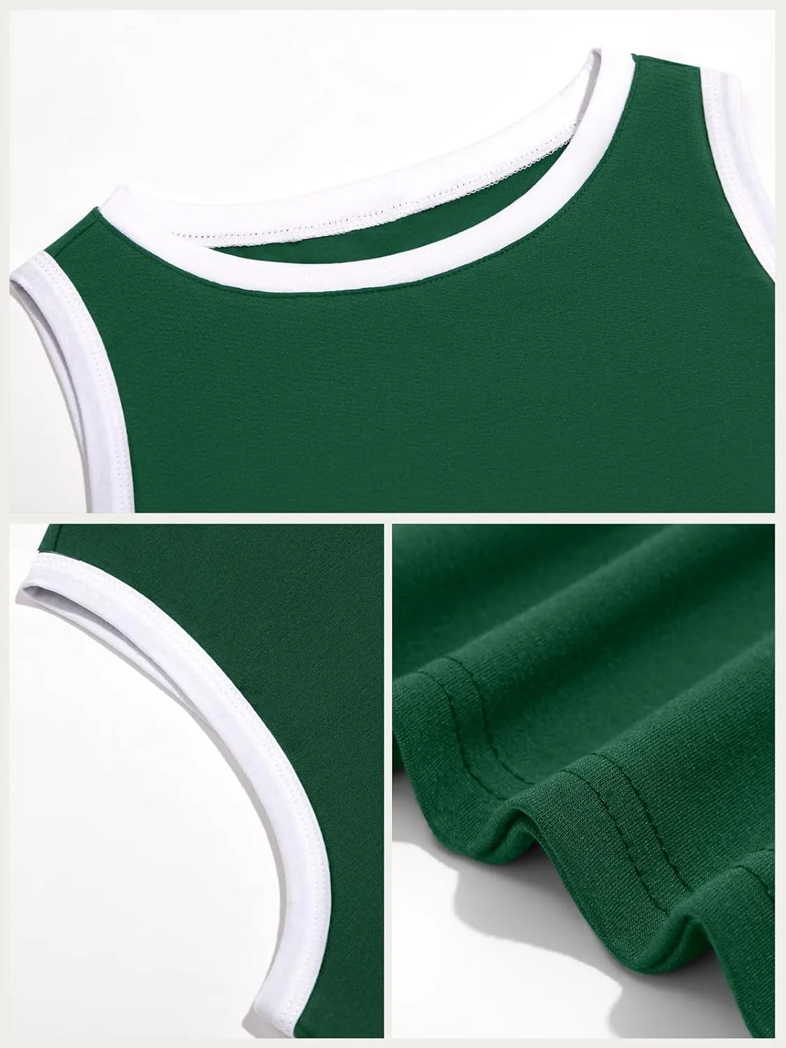 Fisoew Womens Summer Tank Tops Casual Slim Fit Sleeveless Color Block Crew Neck Workout Tees