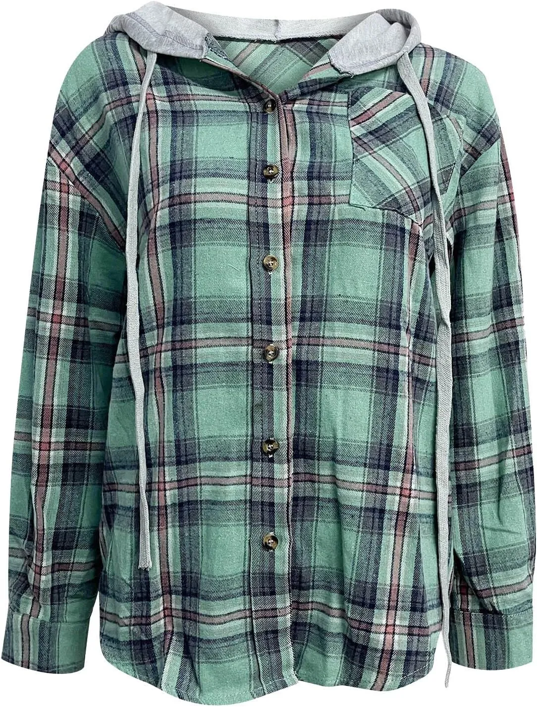 Flannel Hoodies For Women Fall Fashion 2023 Lightweight Shacket Jackets Casual Long Sleeve Button Fown Plaid Shirts