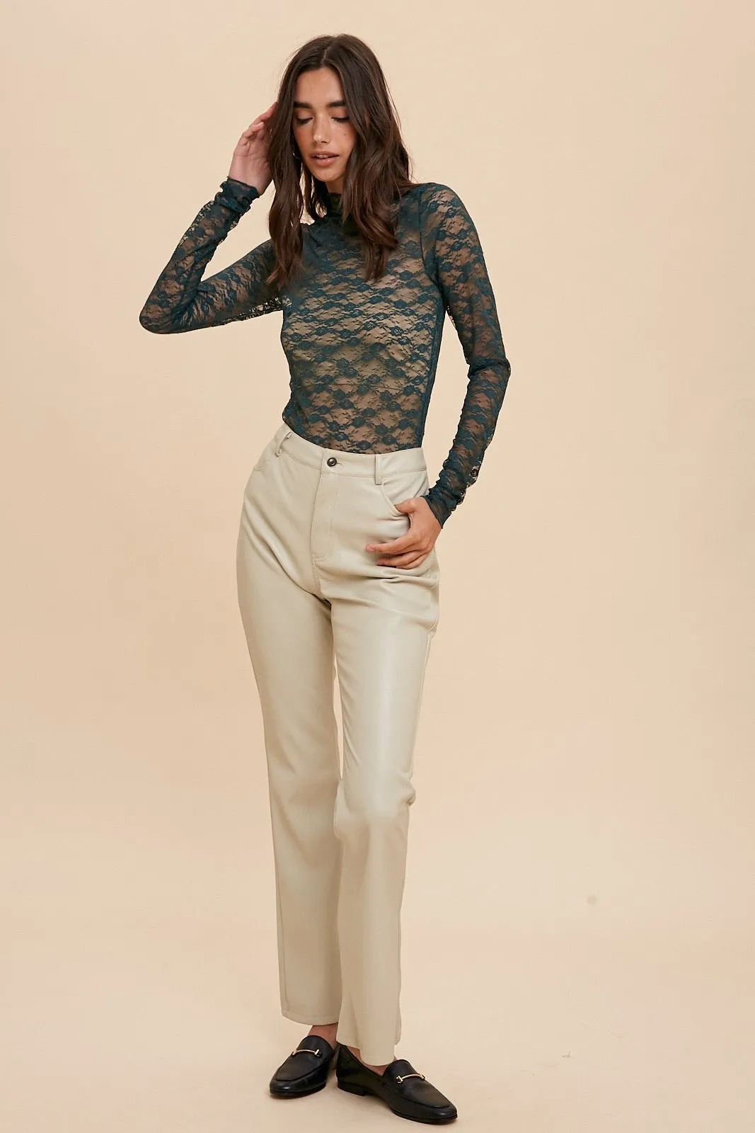 Forest Green Lace Layering Top