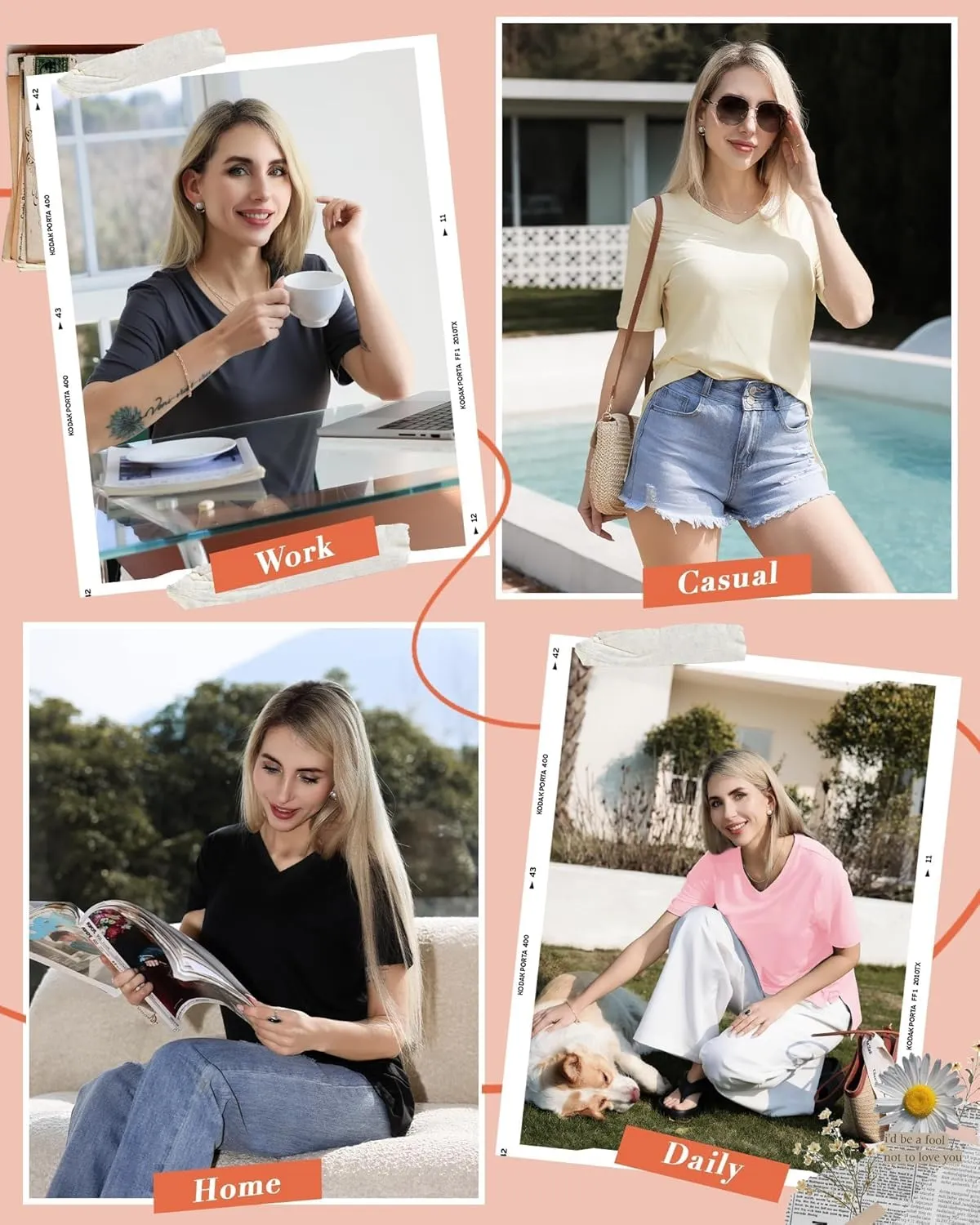 GAYHAY 3 Pack V Neck T Shirts for Women - Casual Loose Fit Spring Summer Tops Trendy Soft Short Sleeve Basics Tees 2025