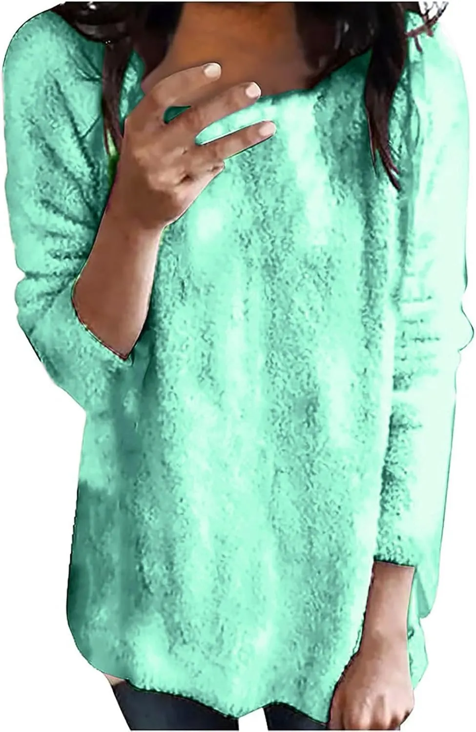GIERIDUC Women's Oversized Sweaters 2024 Fall Fuzzy Warm Long Pullover Pockets Crewneck Long Sleeve Tunic Tops for Leggings