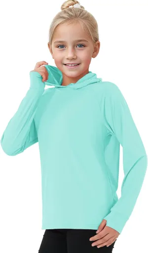 Girls Rash Guard Shirts Boys Long Sleeve Quick Dry Swim Shirts UPF 50  Sun Protection Hoodie for Kids